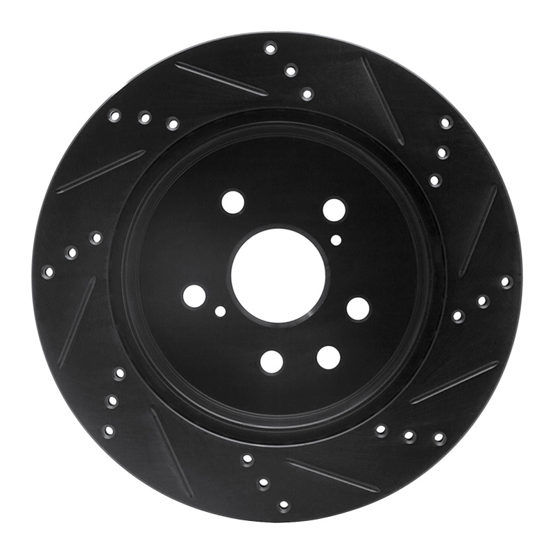 Lexus GS300 Brake Rotor (1) - Rear Left - R1 Concepts - Drilled & Slotted - Black - `06-`20